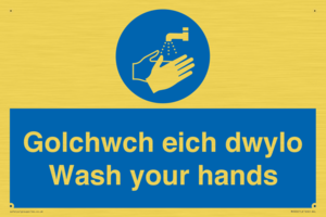golchwch eich dwylo / wash your hands - safety sign